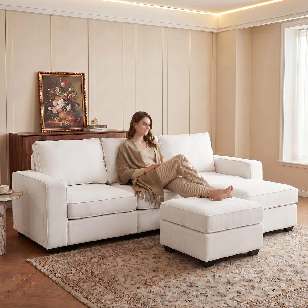 25.2" Storage Ottoman for Sofa, Modern Square Footrest with Removable Ch...