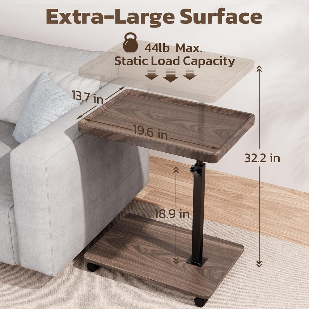 Large C-Shaped End Table, Swivel TV Tray, Couch Side Table Wood | Adjustable ...