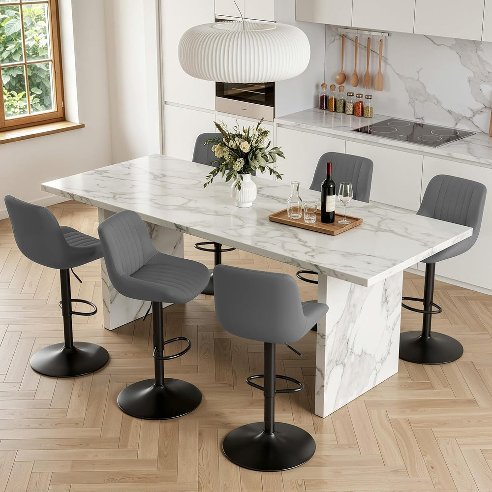 Swivel Bar Stools, Adjustable Bar Stools with Back, Dark Gray