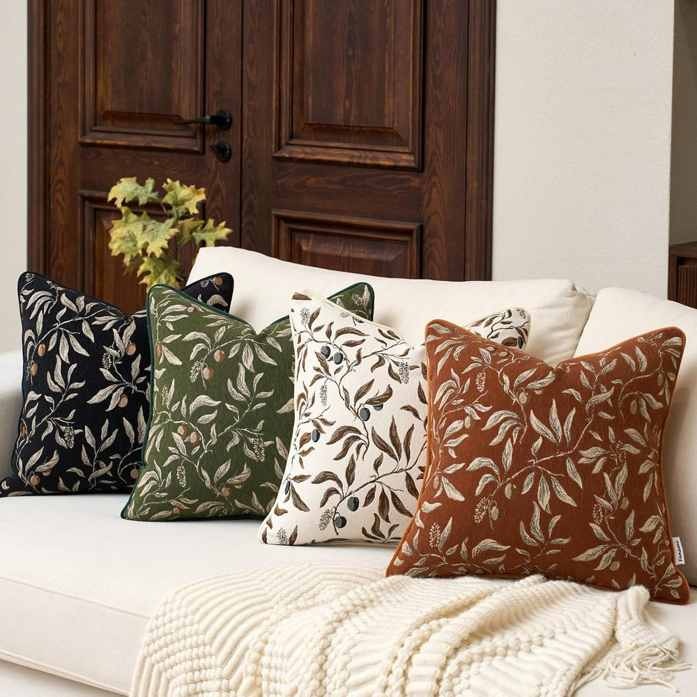 FANAMI Green Floral Throw Pillow Covers 20x20 Inch Set of 2 Vintage Farmhouse...