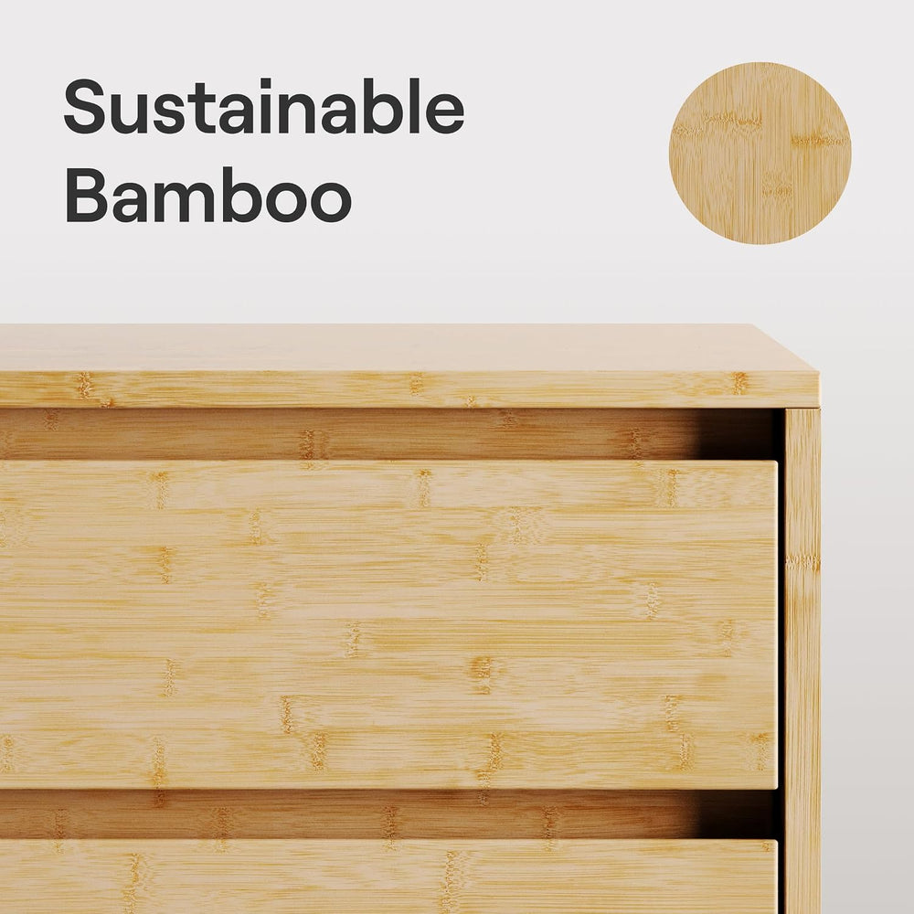 Nectar Bamboo Nightstand, Natural, 23" Height, Japanese Joinery | Bamboo...