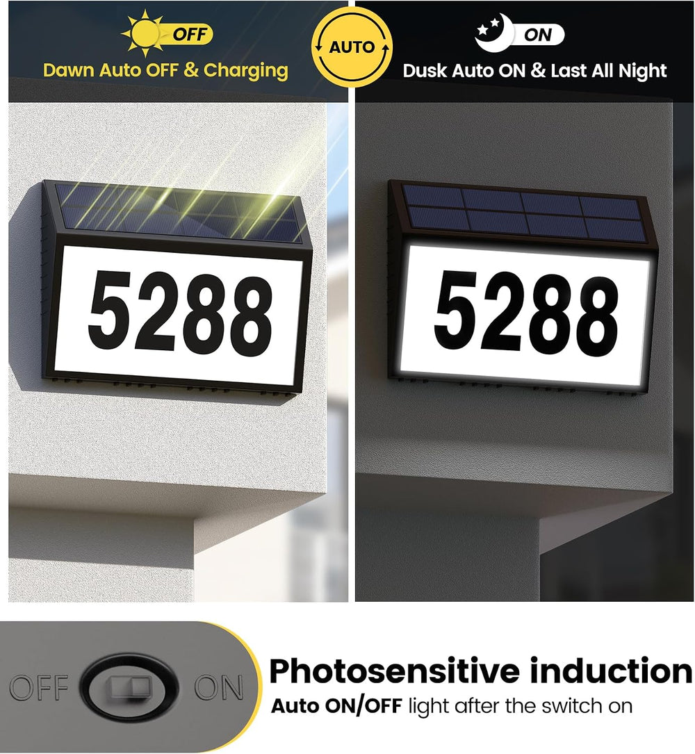 GEAGMAGC Solar House Numbers for Outside Light up, LED Illuminated Home Numbe...