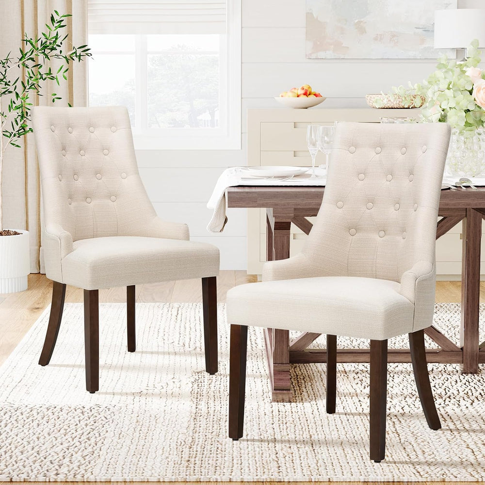COLAMY Fabric Side Dining Chairs Set of 2, Wingback Upholstered Dining Room C...