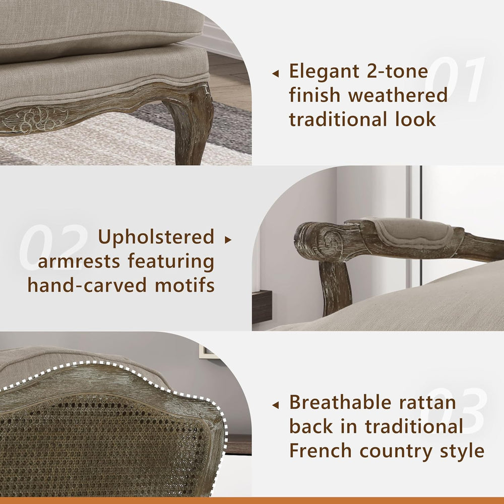 Lexicon French Country Wood Accent Chair, Carved Frame, Neutral | Living Room...