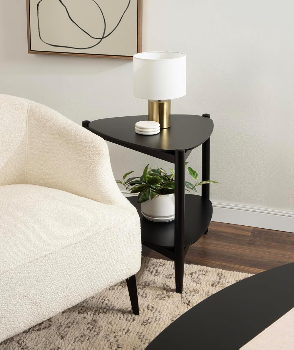 Kate and Laurel Knowlton Modern Tiered Triangle Side Table, 24 x 24 x 24, Bla...