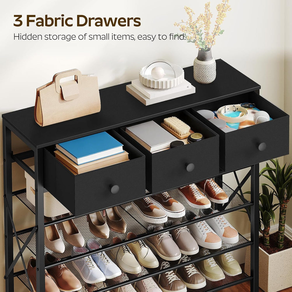 5-Tier Shoe Rack with 3 Drawers, Metal Shoe Organizer for 20 Pairs with Stora...