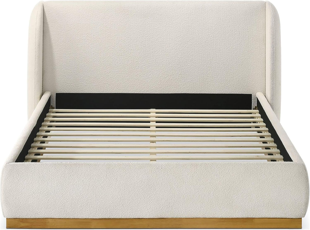 GOWE Bed 1pc Queen Boucle Upholstered Wingback Headboard Bedroom Furniture