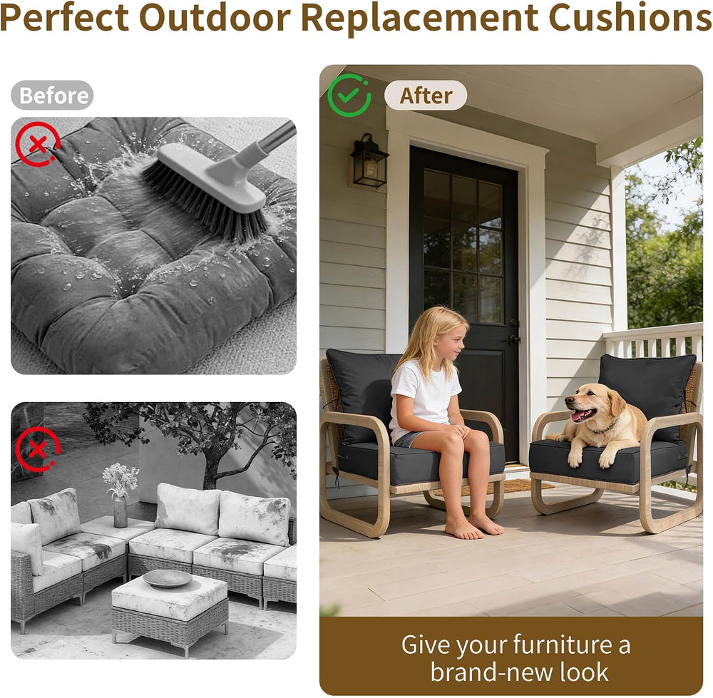 22x22 Outdoor Chair Cushions Set of 4, Waterproof Deep Seat Cushions for Pati...