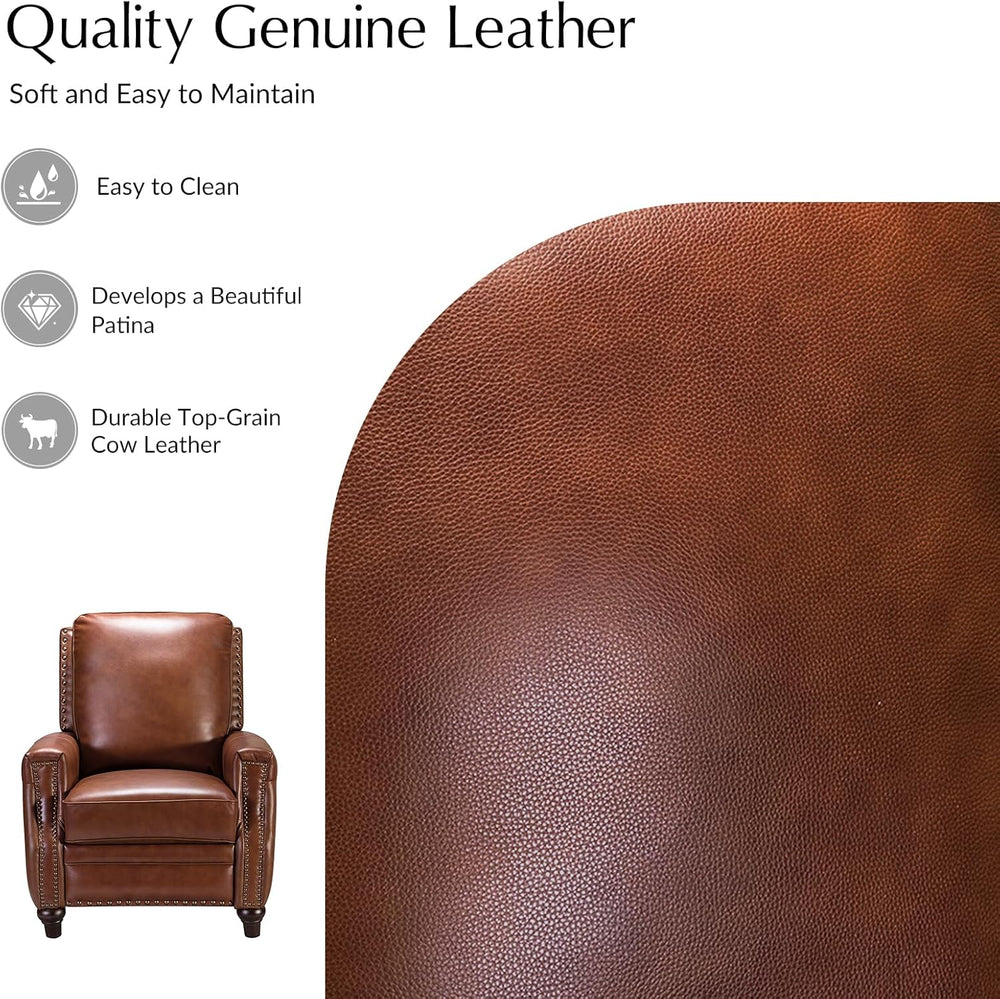 HULALA HOME Genuine Leather Manual Recliner Chairs Set of 2 with Adjustable B...
