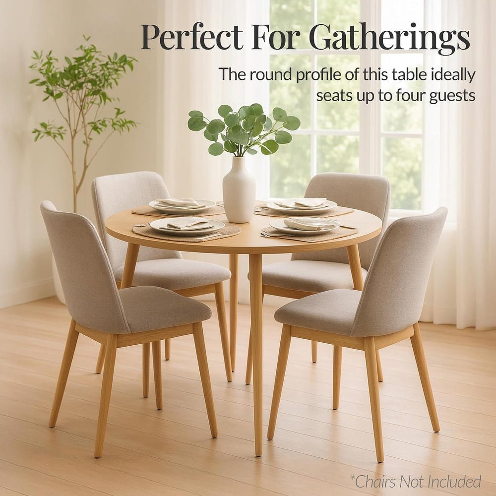 Best Choice Products Round 35.5in Dining Table for 4 w/Sturdy Wood Finish Ste...