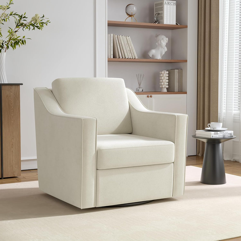 Swivel Accent Chair, Comfy Chenille Swivel Chair with Deep Seat, Upholstered ...