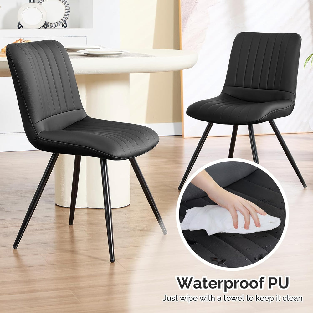 Dining Chairs Set of 4, Modern Dining Chairs with Thick Cushions, PU Leather ...