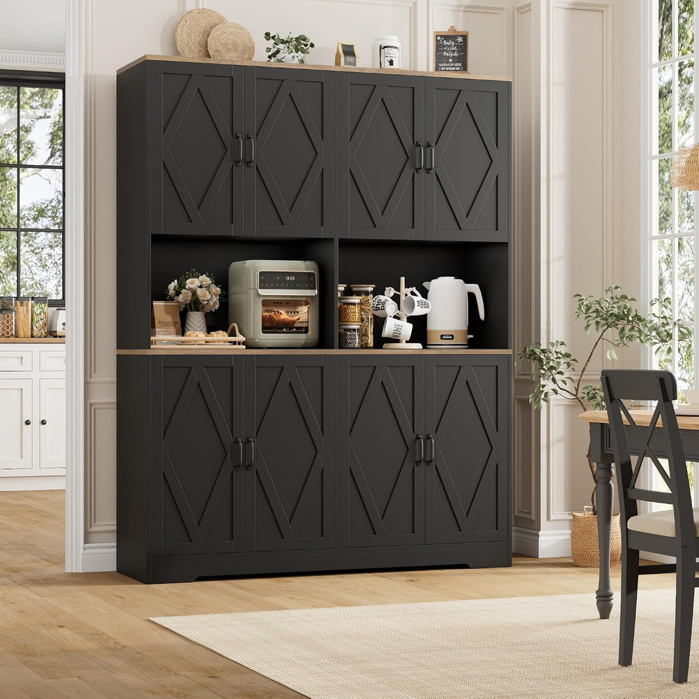HOSTACK 55" W Pantry Cabinet, 71" Tall Kitchen Hutch Storage Cabine...