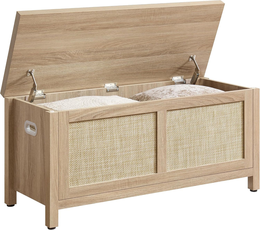 SICOTAS Rattan Storage Chest 39.4" Storage Bench for Bedroom | Modern Bo...