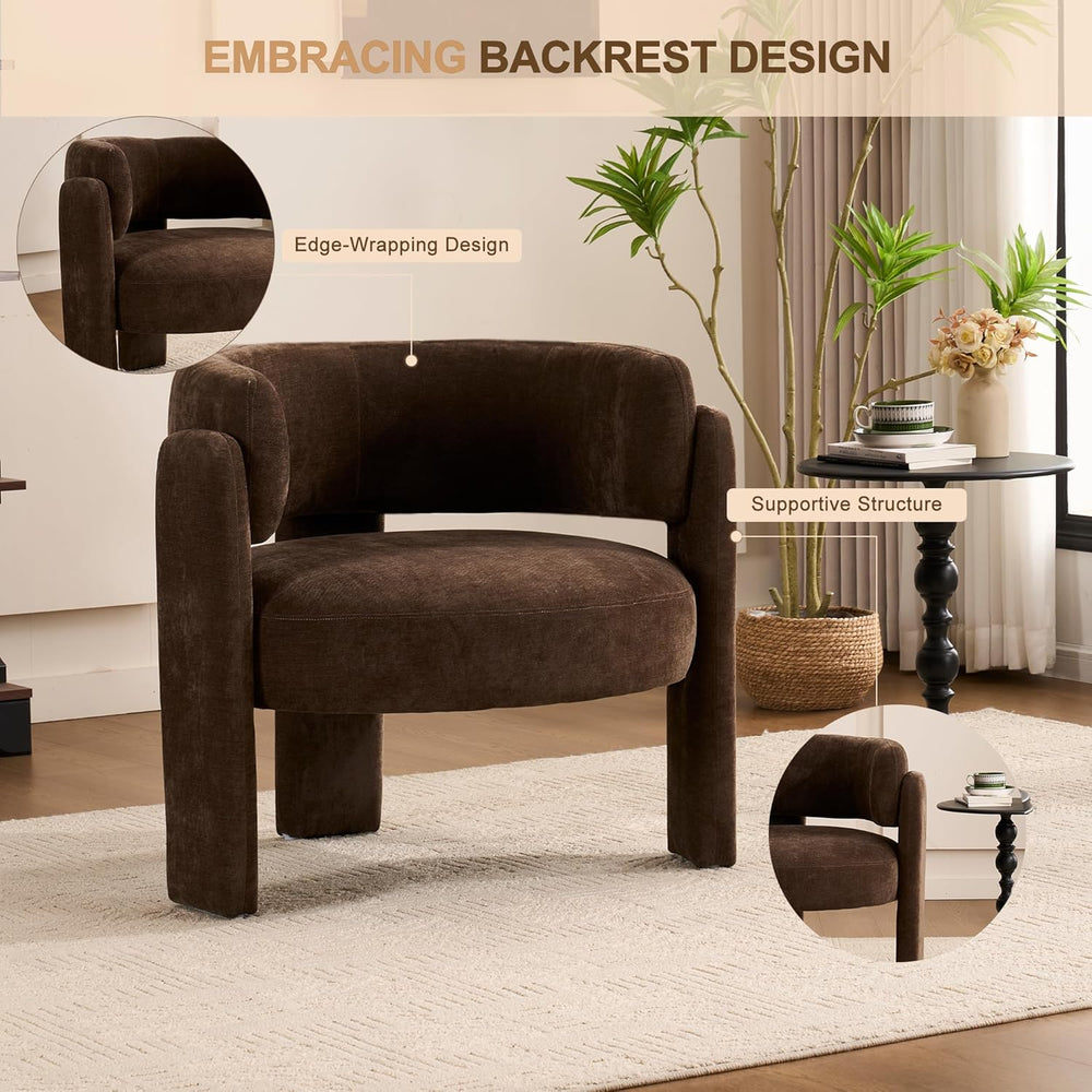 Modern Accent Barrel Chair,Mid Century Single Armchair with Curved Backrest U...