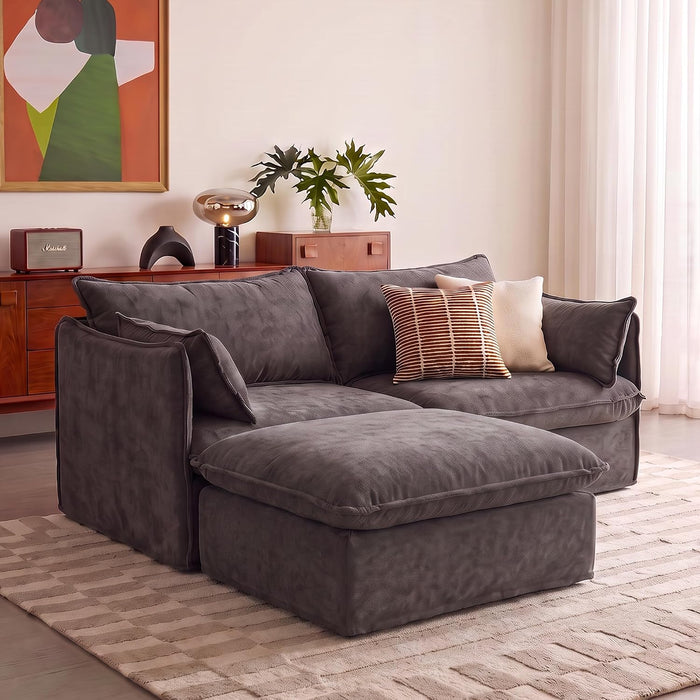 Cloud Modular Loveseat + Ottoman, Oversized Deep Seat, Luxe Chenille