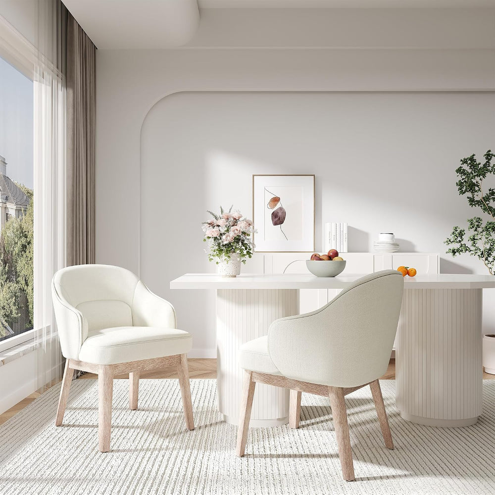 MALOL Dining Chairs Set of 2 with Lumbar Support,Fabric Upholstered Kitchen C...