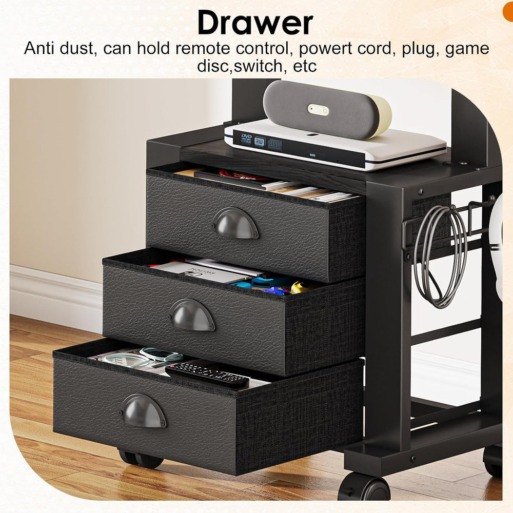 Rolling TV Stand with 3 Drawers for 23-60 Inch TVs with Storage | Hidden Stor...