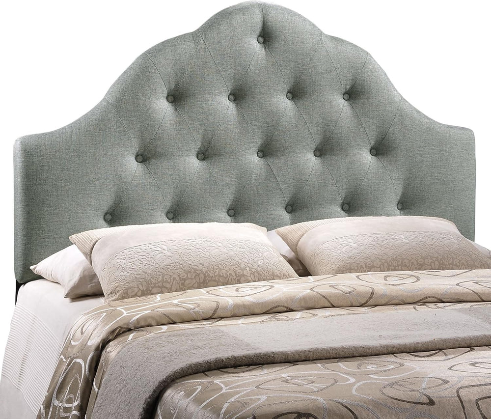 Modern Contemporary Queen Size Fabric Headboard, Grey Fabric