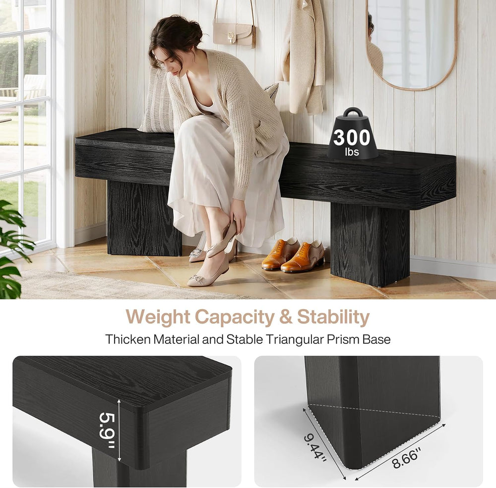 Tribesigns Black Entryway Bench, 47.24" Modern Shoe Bench with Sturdy Ba...
