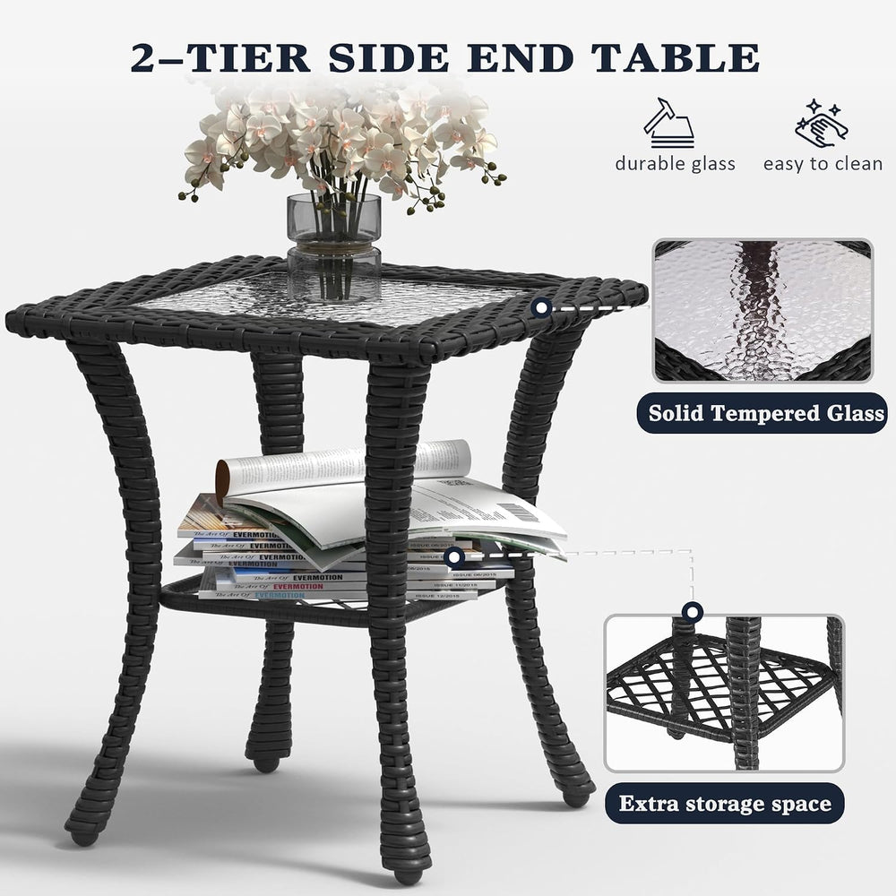 7 Pieces Outdoor Patio Furniture Set, Rattan Wicker Sectional Swivel Rocker C...