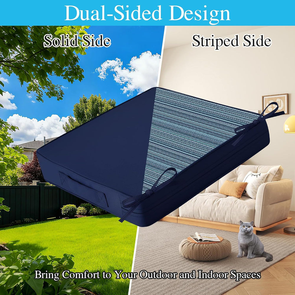 Amagenix 19x19x3 Inch Outdoor Chair Cushions Set of 2 Navy Blue