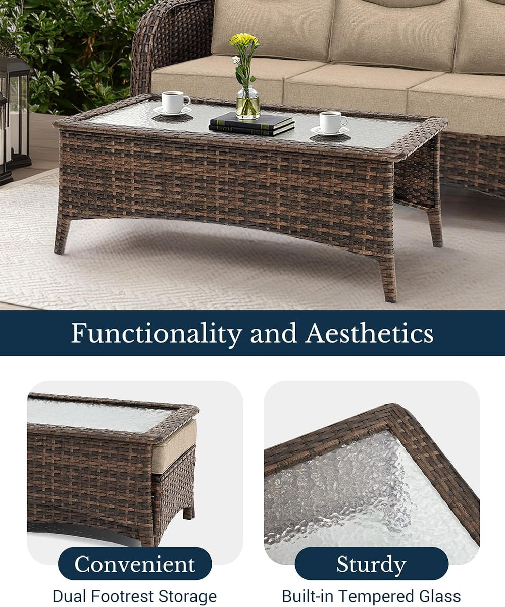 HILLGA Luxury High Back Patio Furniture Set with 6-Inch Thick Cushion