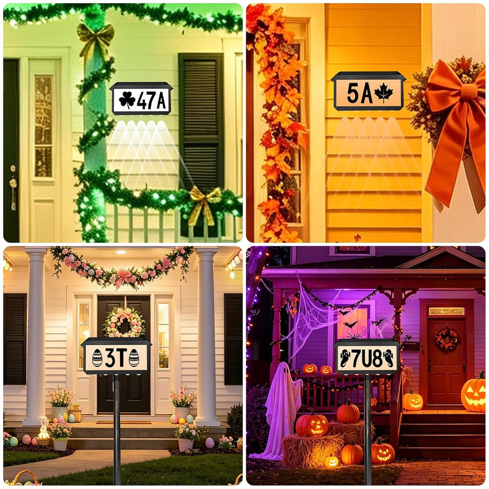 Solar Address Sign with 5 Large Lenses, 3-Light Modes