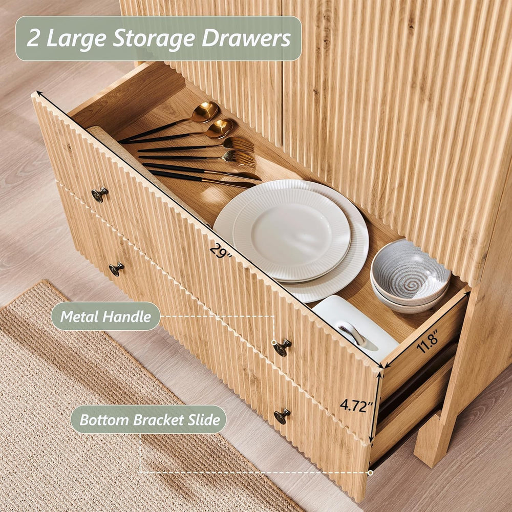 IFGET Fluted Arched Pantry Cabinet, 71" Tall Kitchen Storage Pantry Cabi...