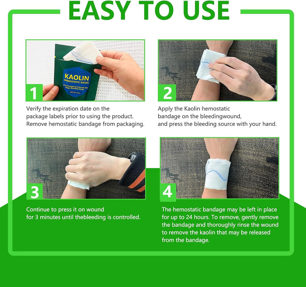 Quick Clot Kaolin Hemostatic Gauze – First Aid Supplies for Fast Bleed Stop