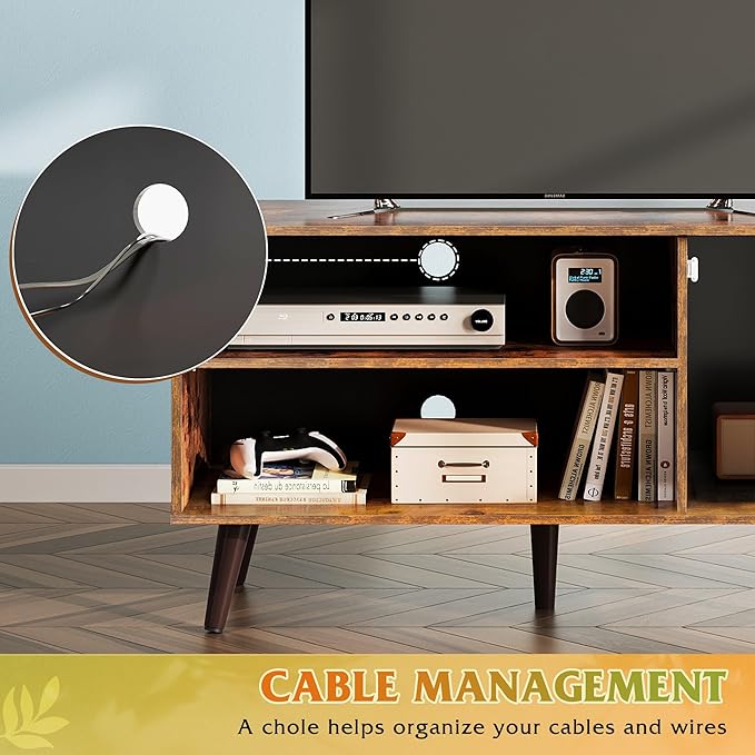 WLIVE TV Stand for 43 Inch TV, Small Entertainment Center with Storage Cabine...