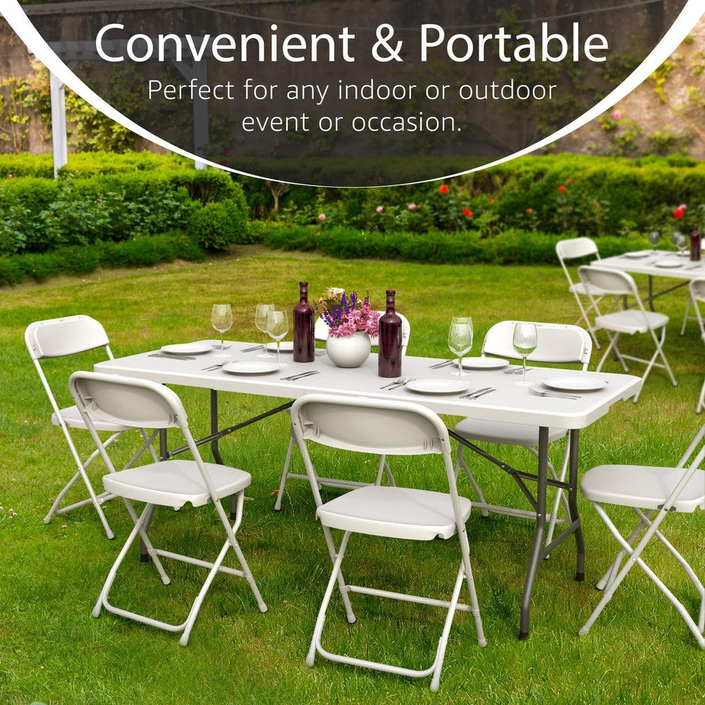 6 Feet Foldable Table with Built in Handle & Steel Legs | 6FT Heavy Duty ...