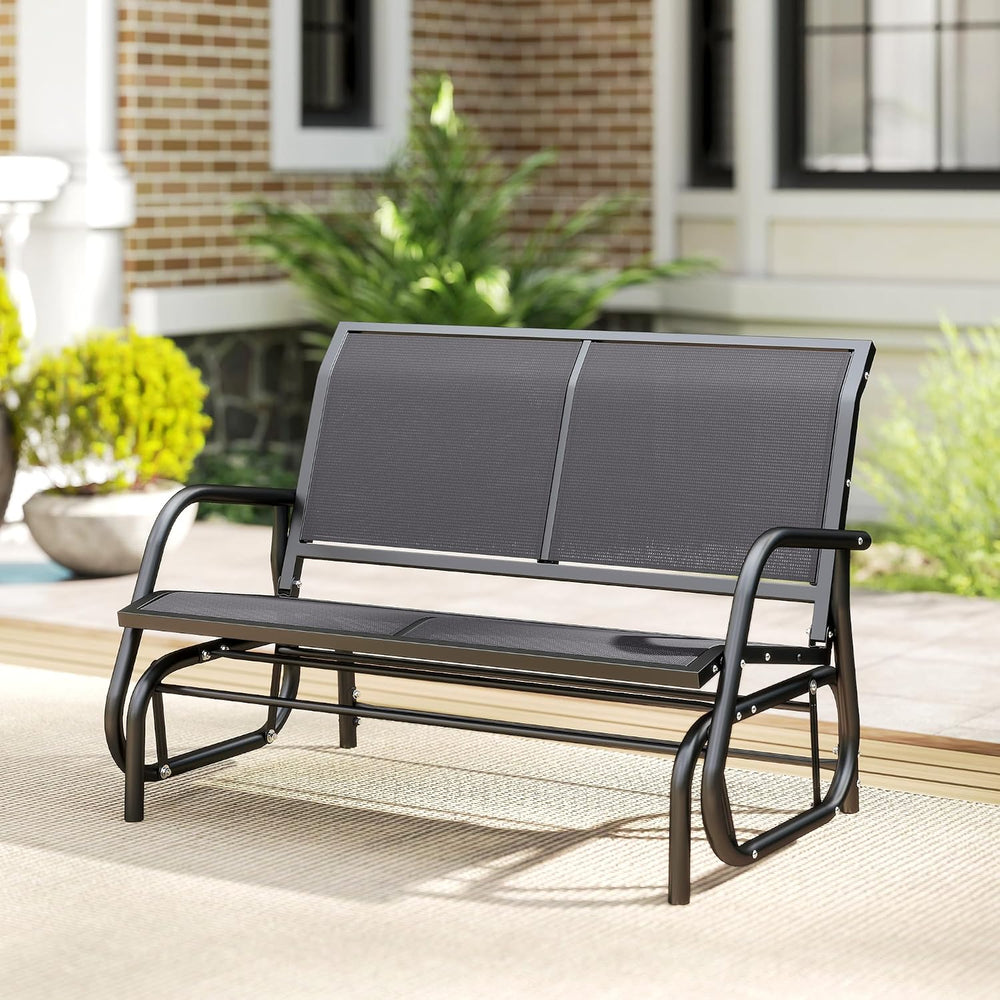 Outsunny 2-Person Outdoor Glider Bench with Steel Frame, Gray | Double Swing ...