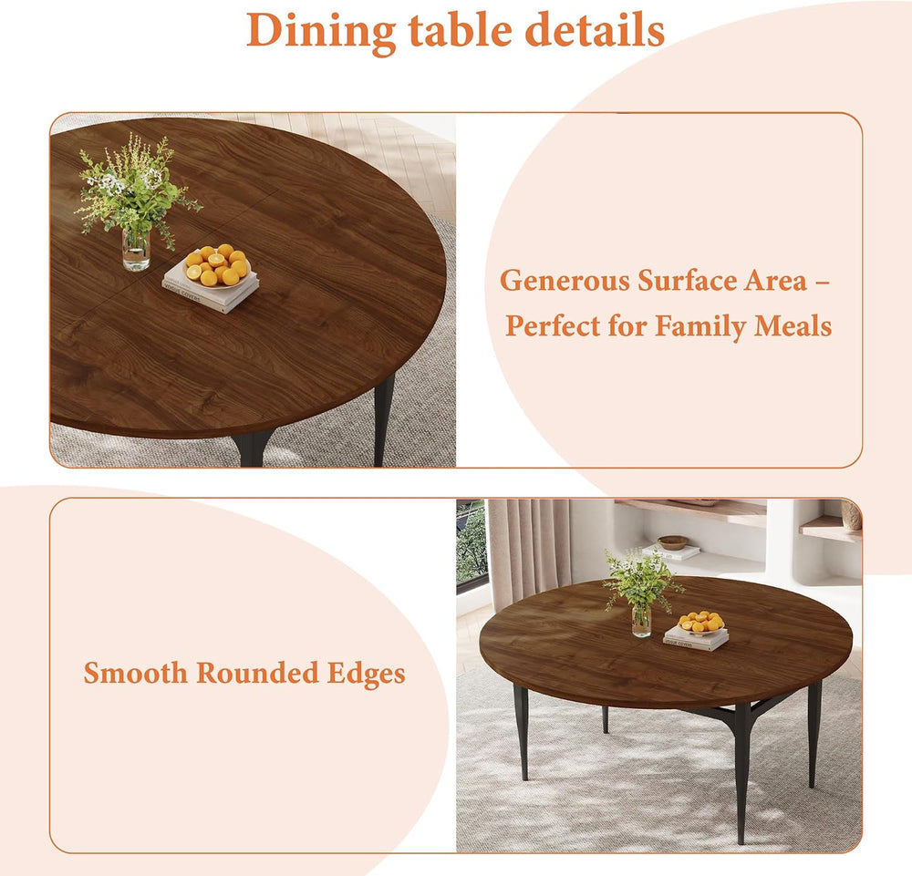 HIPIHOM 55‑Inch Extendable Dining Table Set with 4 Upholstered Chairs and Met...