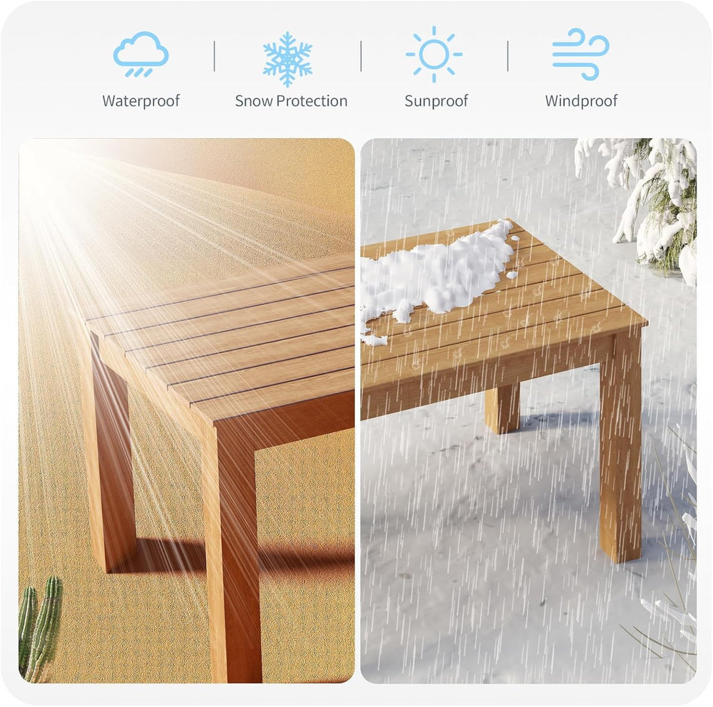 ZHUSI Patio Dining Table, HIPS with Umbrella Hole, Wood