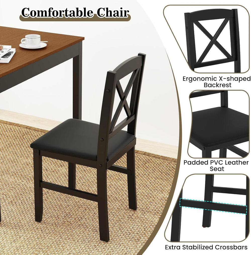 GIANTEX 3-Piece Dining Table Set for 2 - Small Wooden Kitchen Table with Upho...