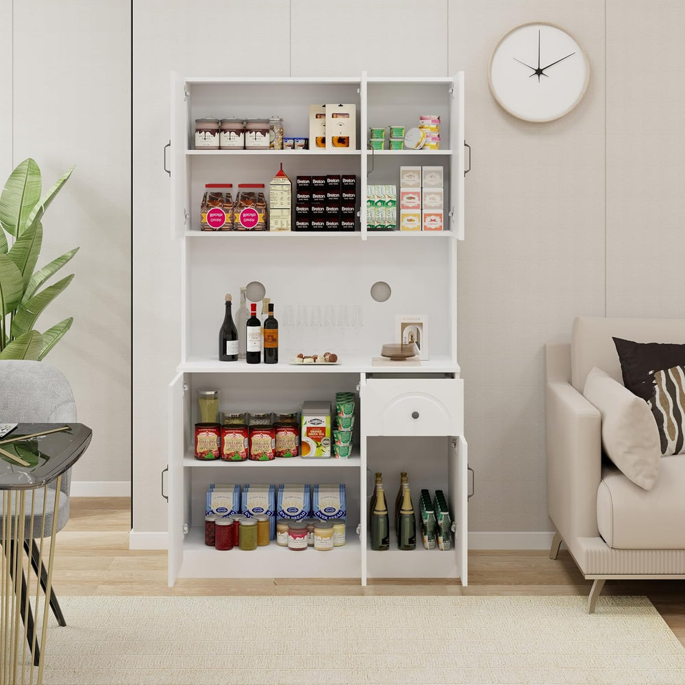 71" Tall Kitchen Pantry Storage Cabinet, Modern Kitchen Hutch Cabinet wi...