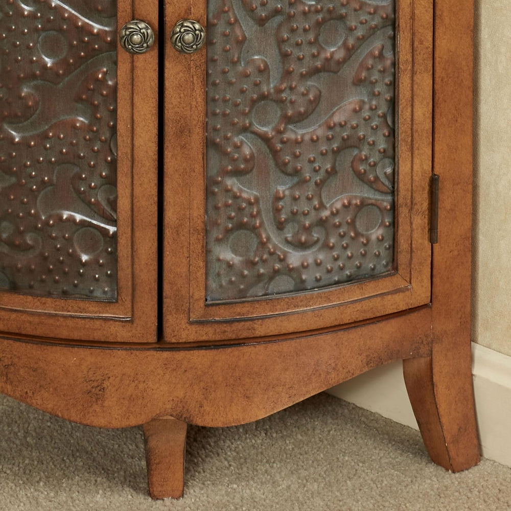 Touch of Class Lonzbard Corner Accent Storage Cabinet, Pecan Finish