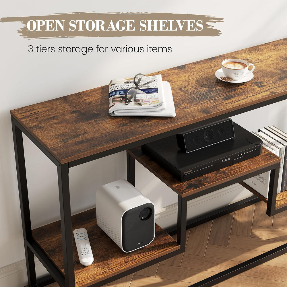 YOUDENOVA TV Stand for 55" TV, 3-Tier Storage Shelves, Rustic Brown | In...