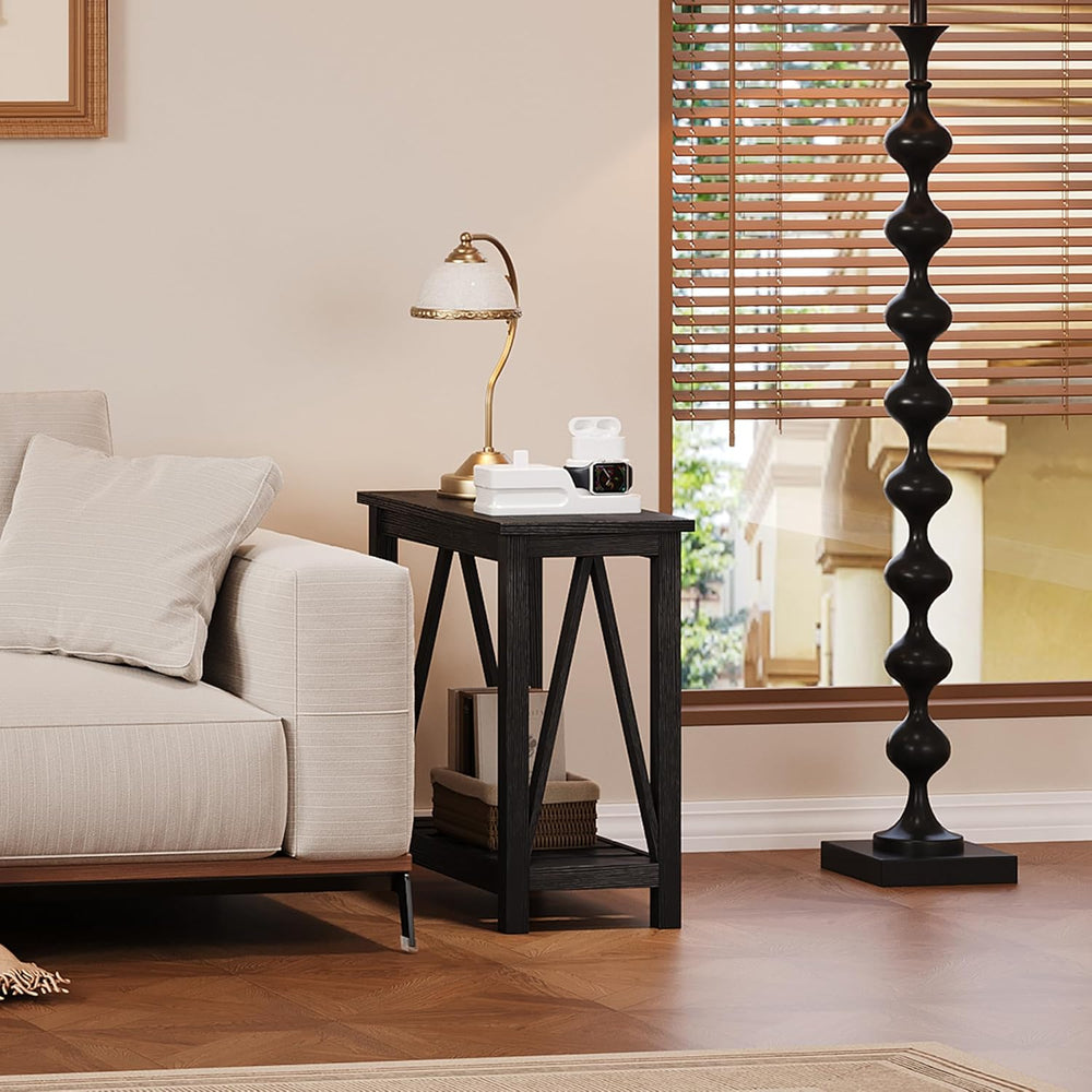 ChooChoo Farmhouse End Table, Narrow Side Table, Slim End Table with Storage ...