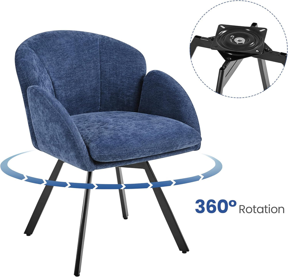 Yaheetech Swivel Accent Chair, Vanity Chair no Wheels, Blue | Chenille Desk C...