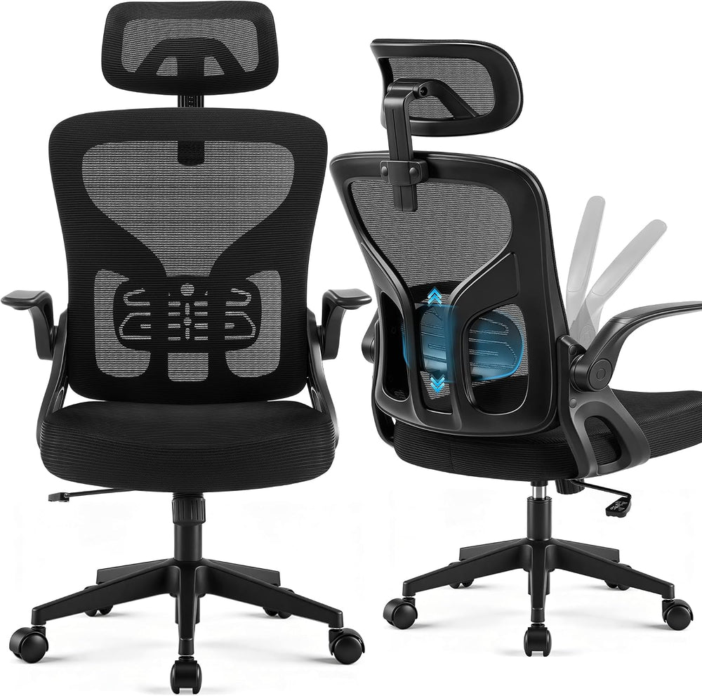 Office Chair Ergonomic Desk Chair with Adjustable Headrest Lumbar Support, Hi...