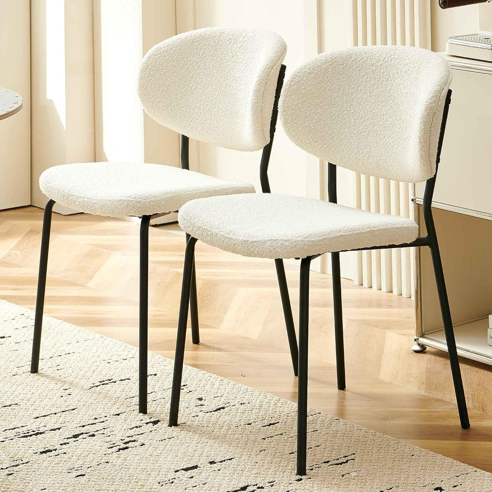 Homedot Boucle Dining Chairs Set of 4, Modern Fabric Upholstered Kitchen Side...