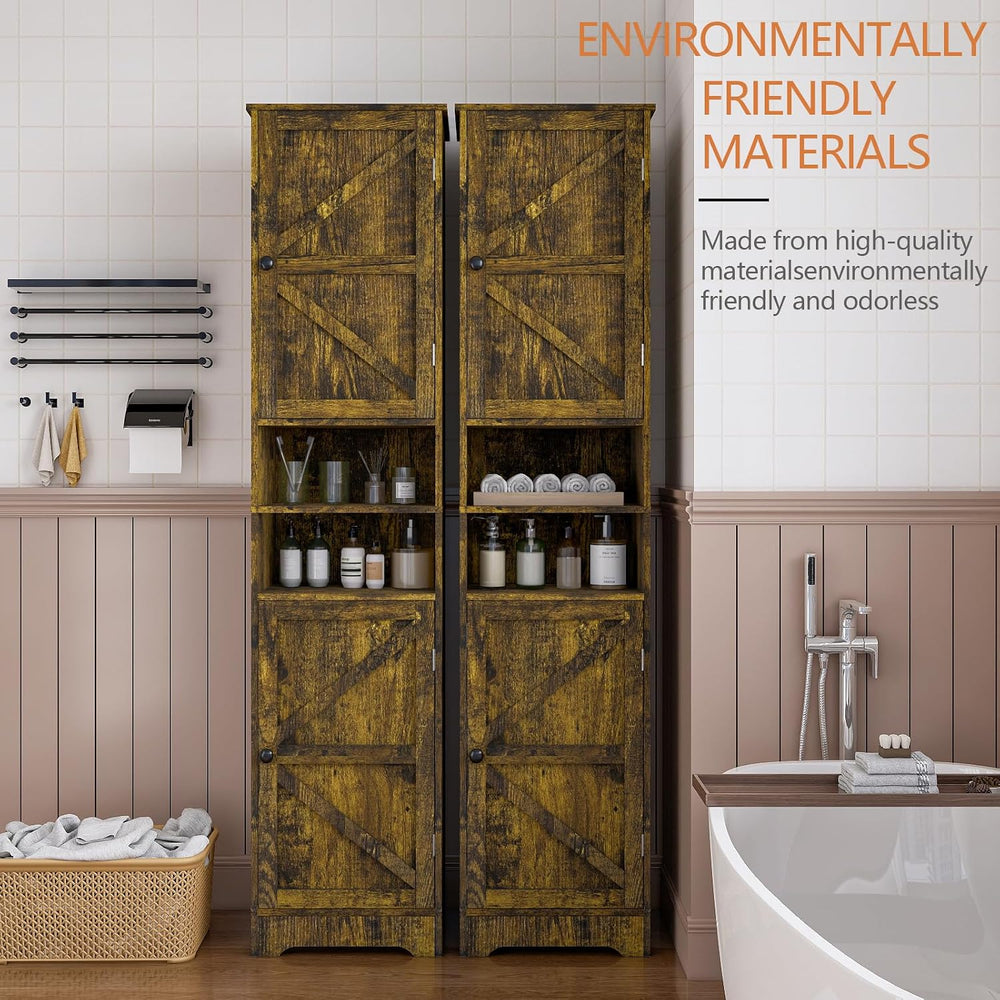 Viaozutis Tall Bathroom Storage Cabinet, Slim Freestanding Cabinet with Adjus...