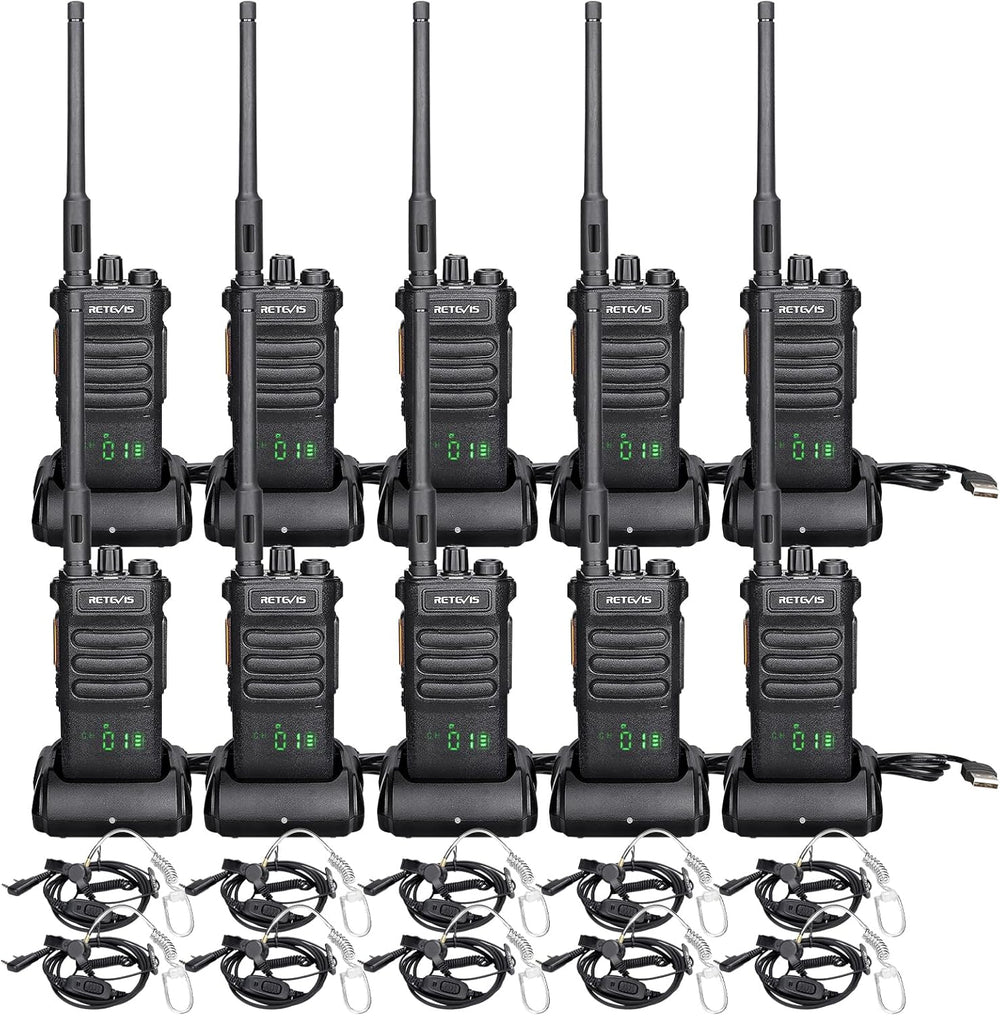 Retevis RT86 Two Way Radios Long Range with Earpiece for Warehouse,10 Pack