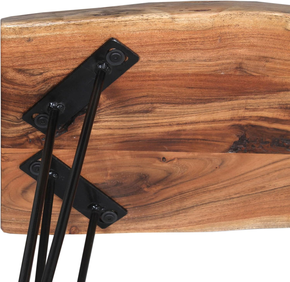 Alaterre Live Edge Solid Wood Entryway Bench with Hairpin Metal Legs, 48” | N...