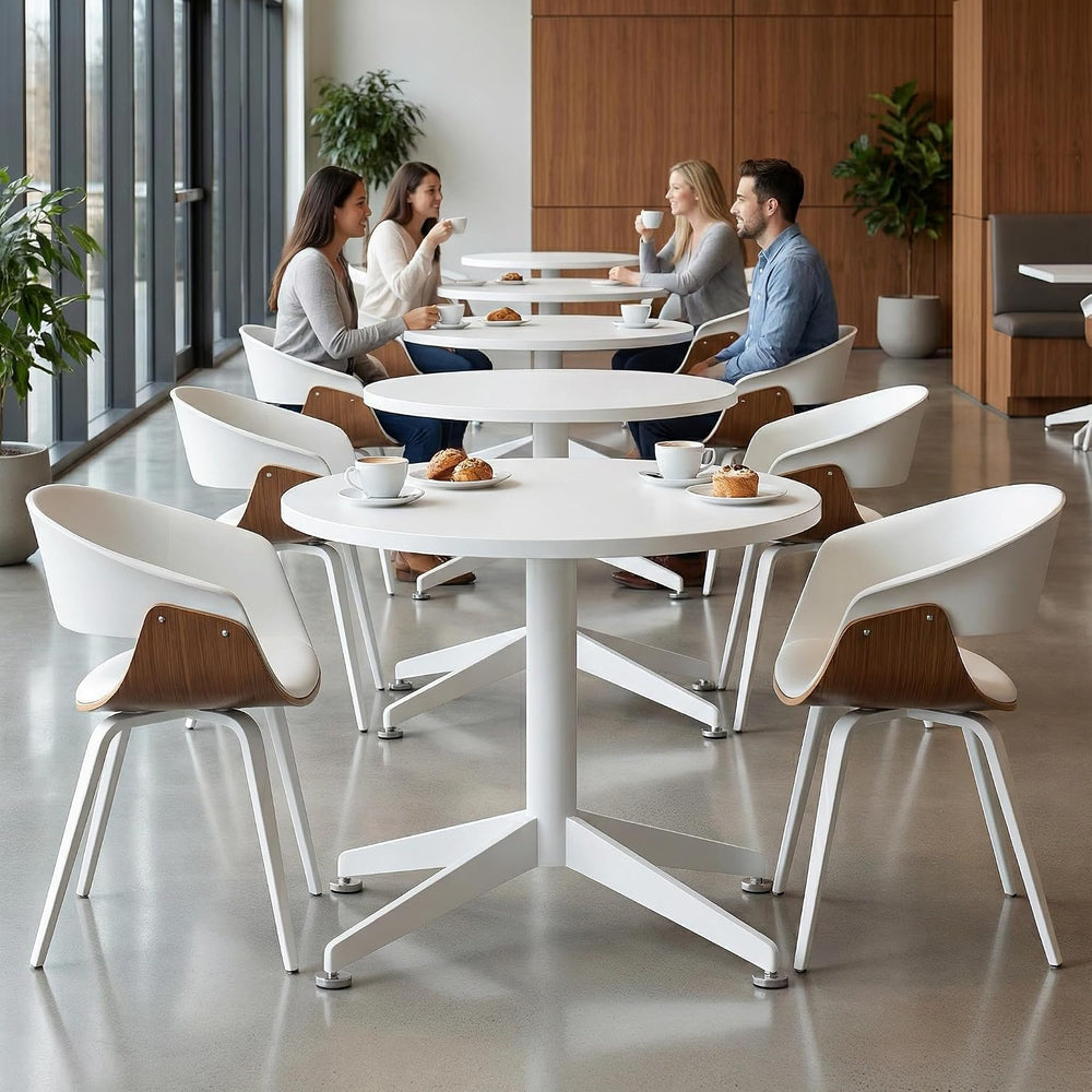 Small Round Pedestal Dining Table for 2-23.6" Modern White Kitchen Table...