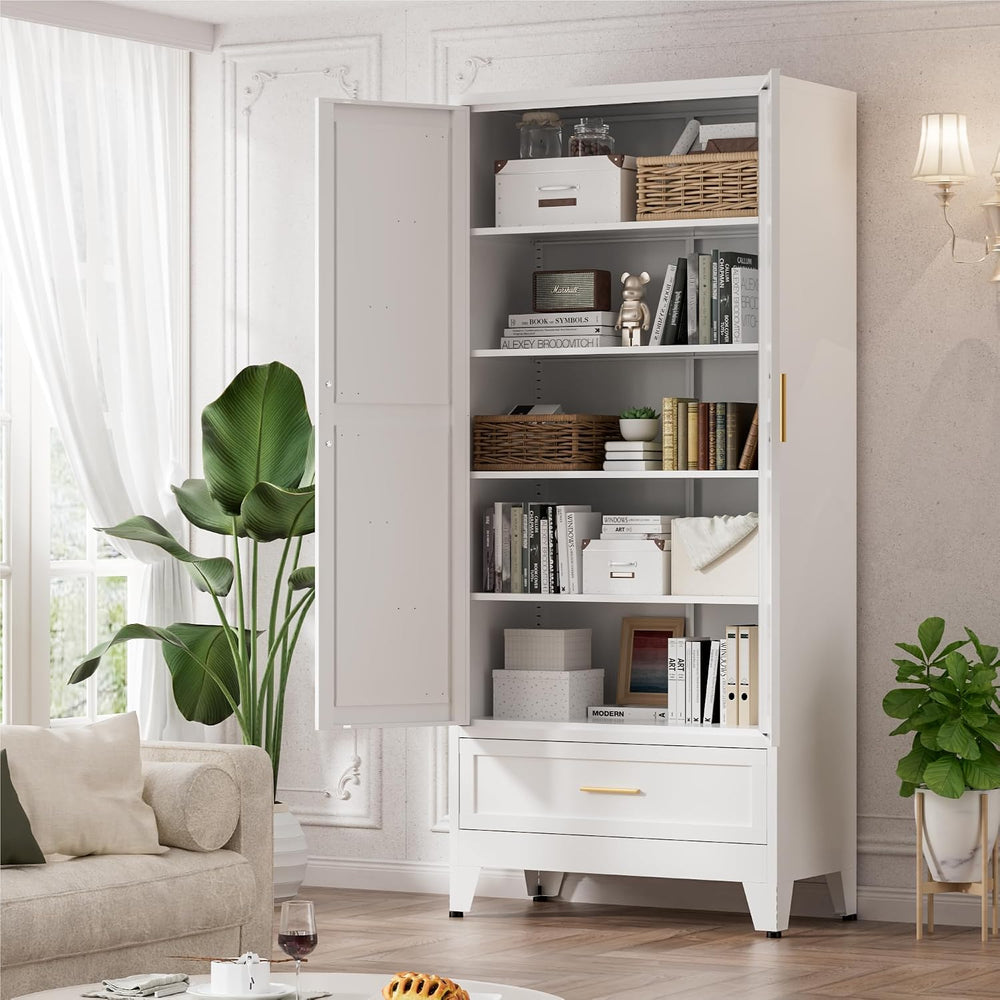 LCAOPC 71" Tall Metal Pantry Storage Cabinet with Drawer and Adjustable ...