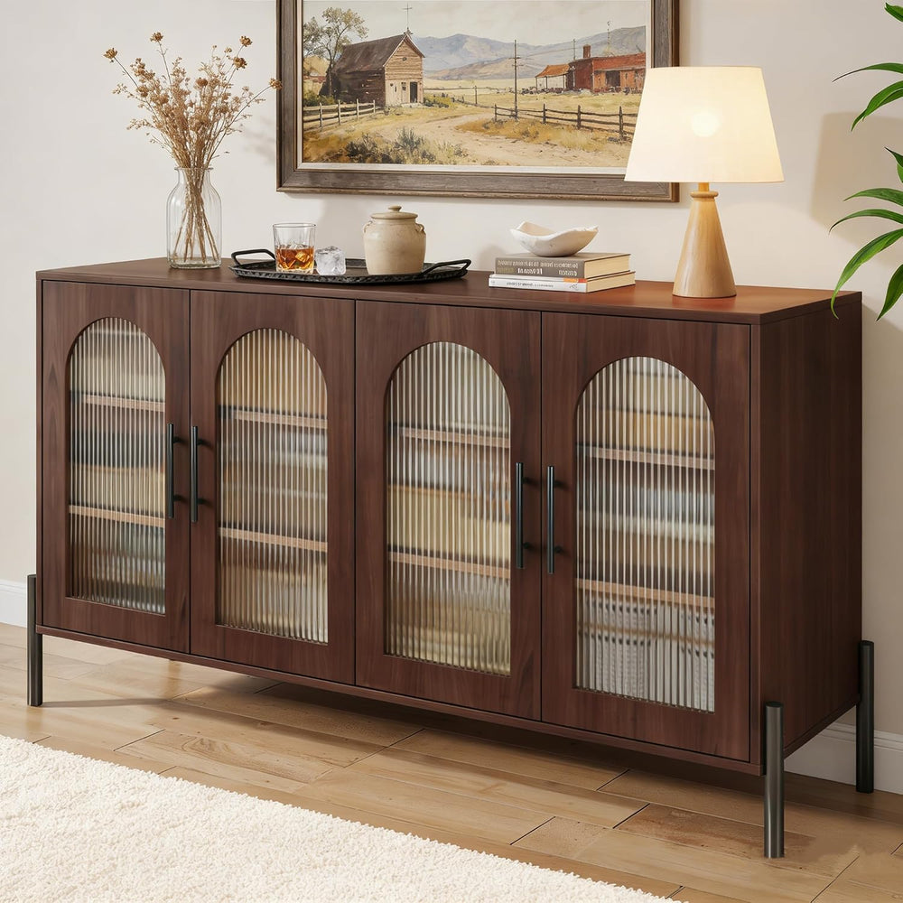 HUAHUU 55" Buffet Cabinet with Storage, Large Sideboard Cabinet with Flu...