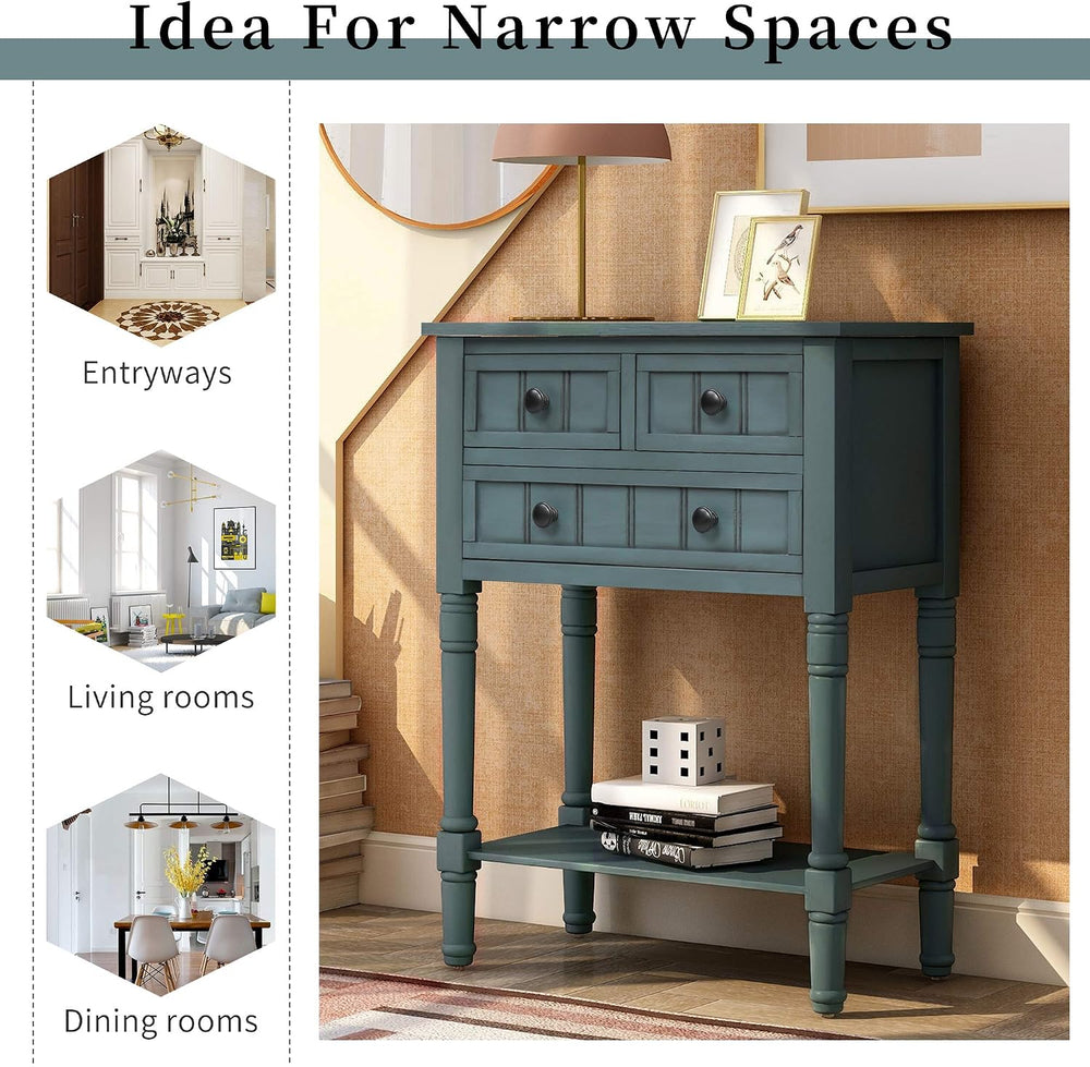 P PURLOVE Narrow Console Table, Farmhouse Entryway Table Slim Sofa Table with...